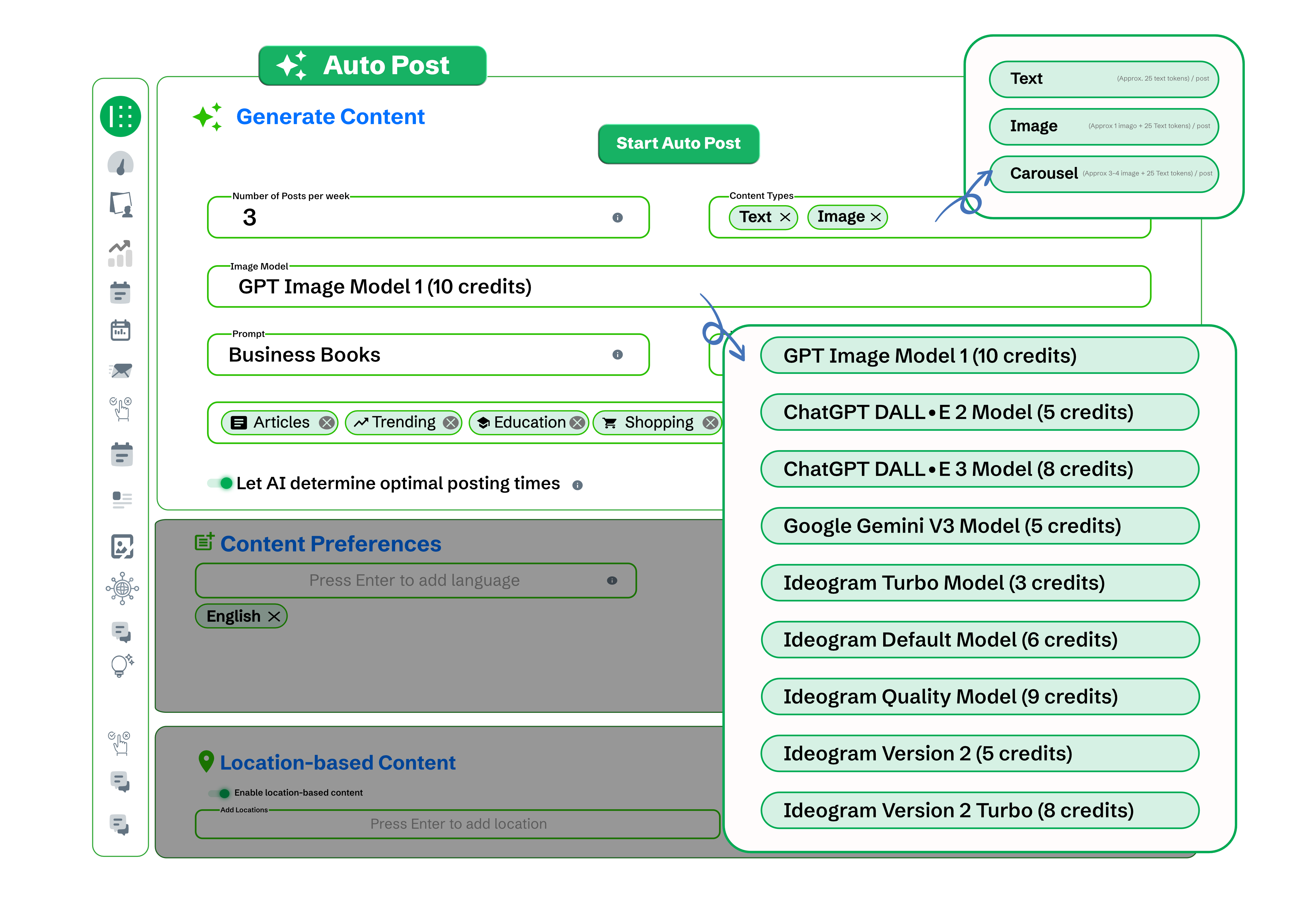 Different AI Models which the user can access