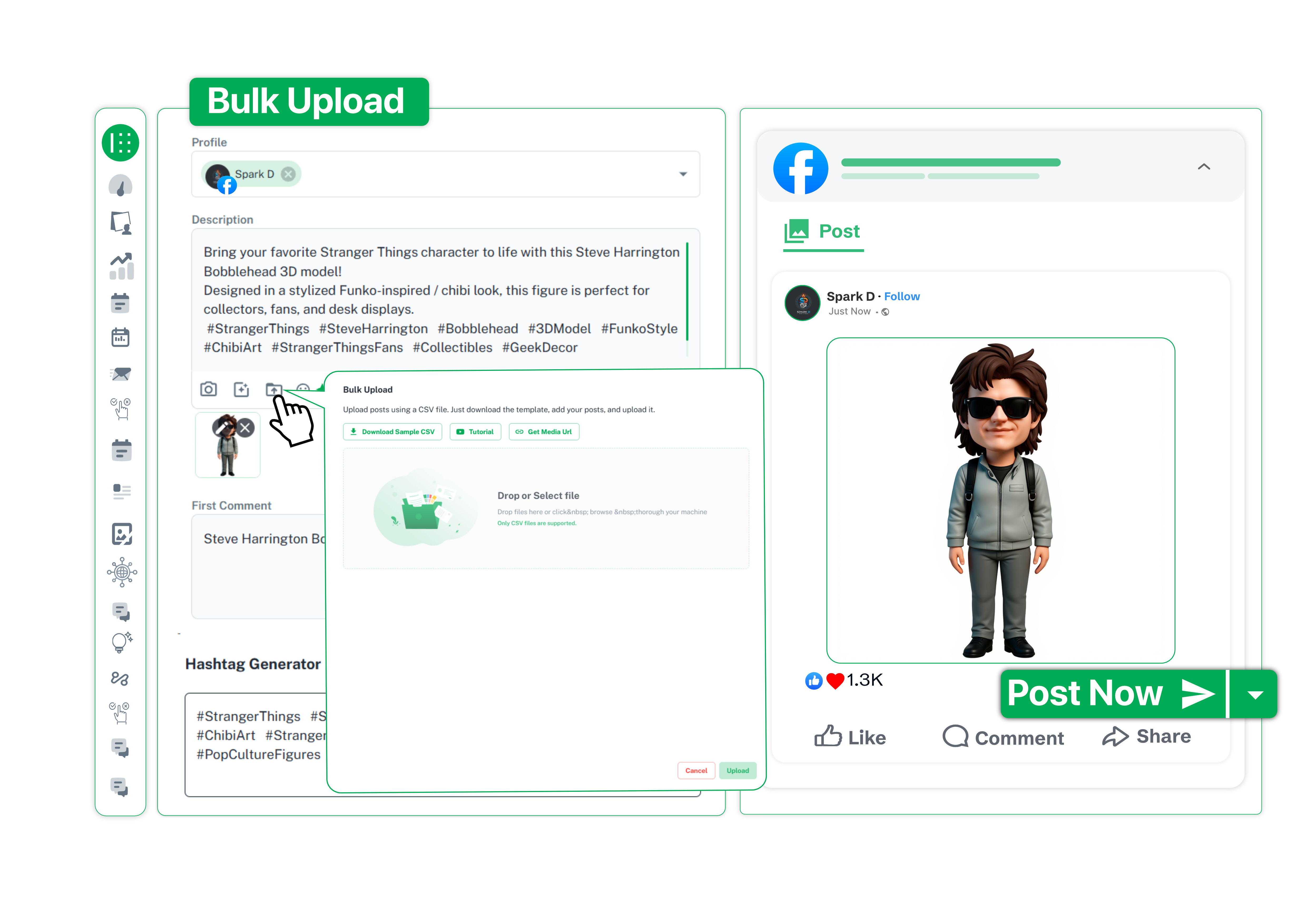 Brand2Social content calendar and bulk scheduling interface for agency client accounts
