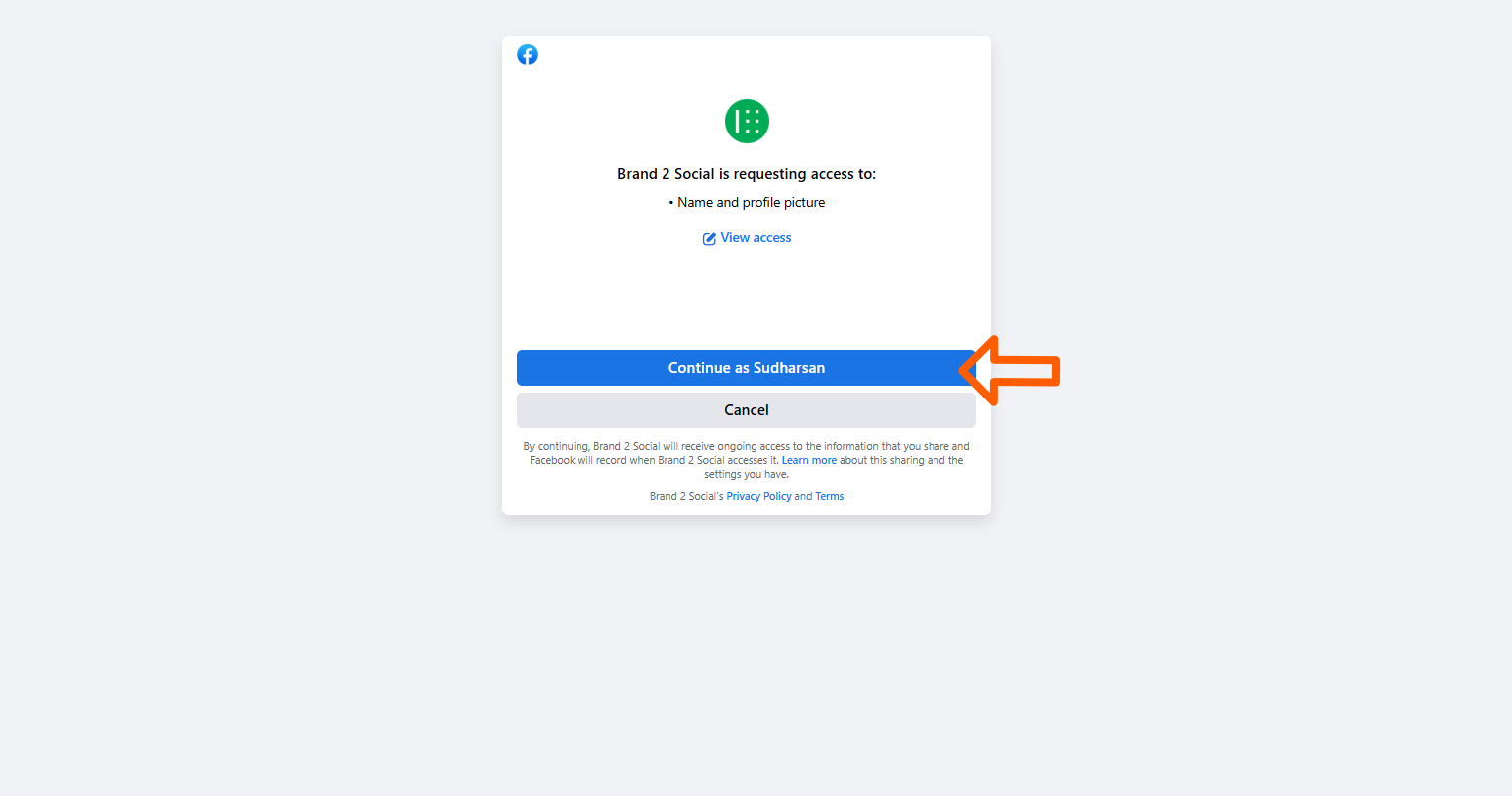 Facebook login window
