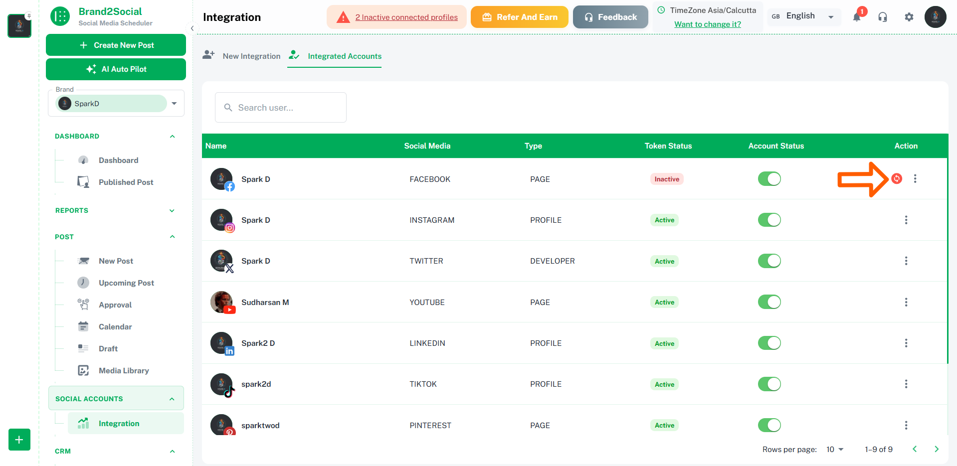 Brand2Social - Facebook reauthenticate
