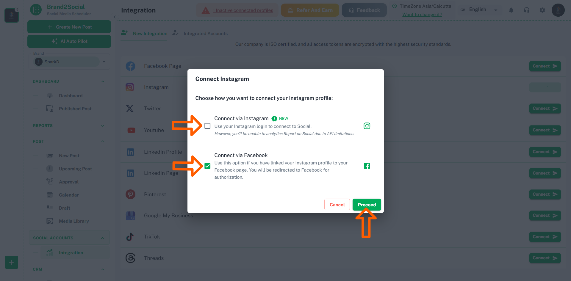 Integration 2 ways in instagram