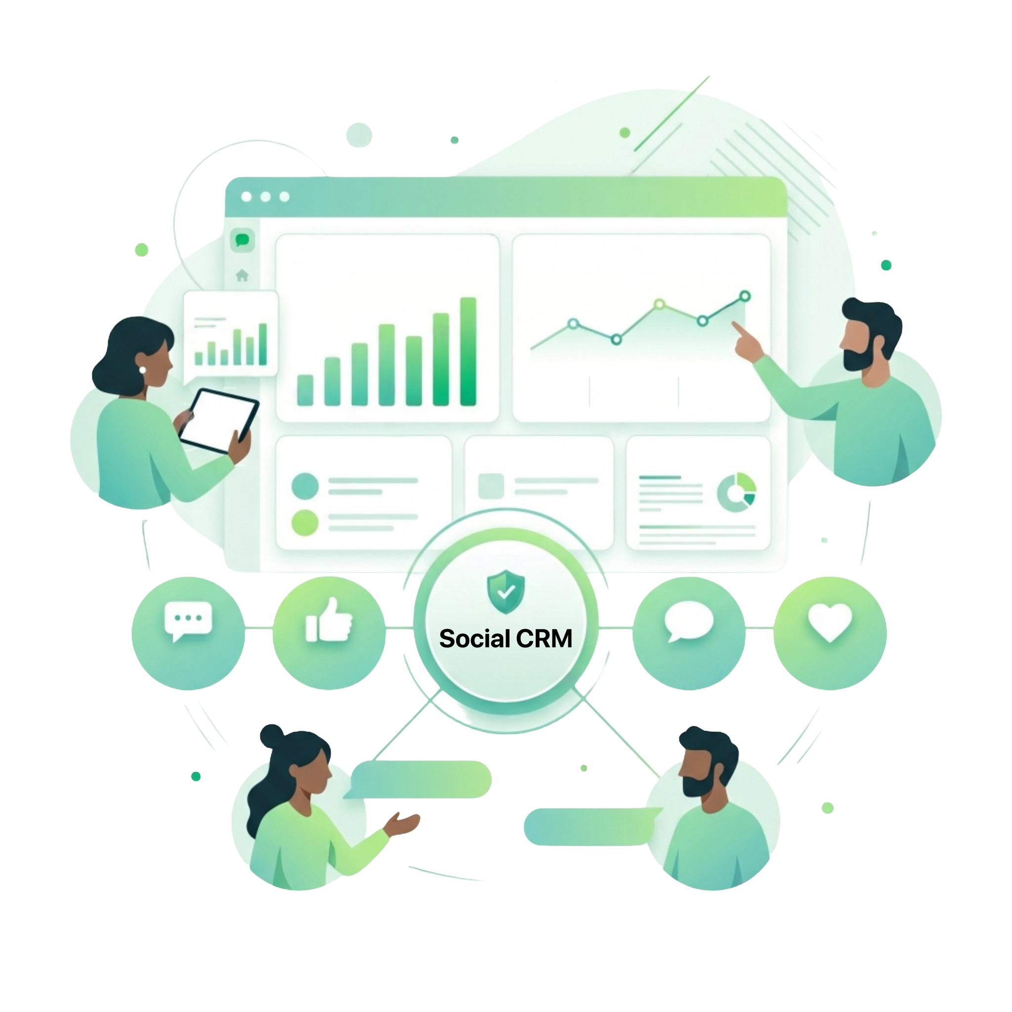 Unified Social CRM dashboard for tracking engagements and managing leads