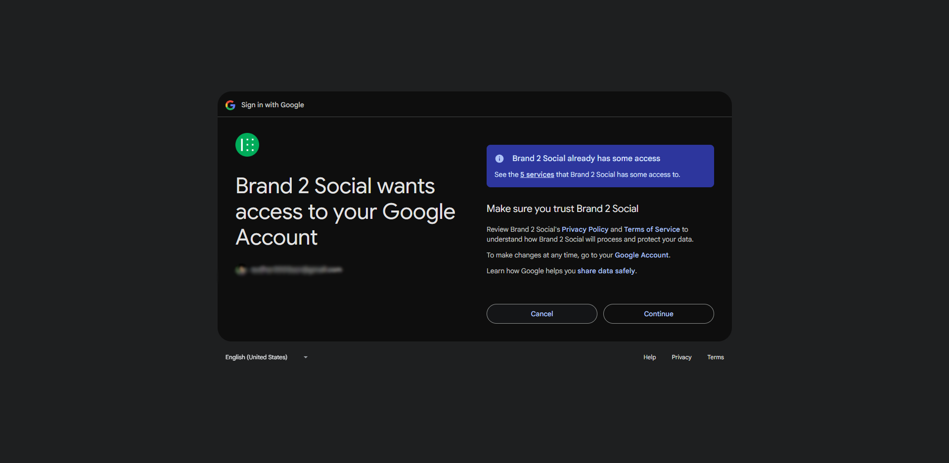 Youtube permissions Page